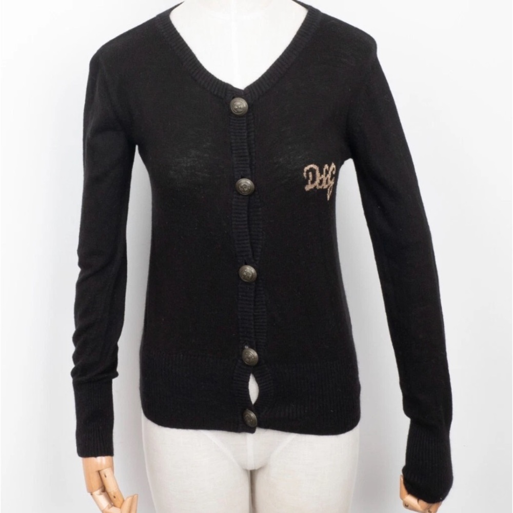 Dolce & Gabbana Vintage ButtonUp V-Neck Tight Knit Cotton Cardigan M $789 - Picture 2 of 14